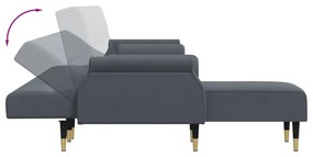 Sofá-cama em forma de L 271x140x70 cm veludo cinzento-escuro