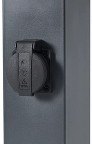 Candeeiro de exterior cinza escuro com vidro fumado 45cm IP44 com tomada e sensor de movimento - Malios