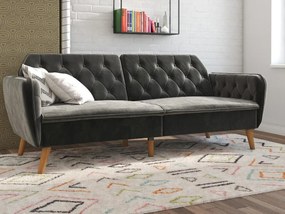 Sofá-cama Novogratz 106, Número de lugares: 3, Indisponível, Cinzento, 83x211x85cm, 47 kg, Pernas: Madeira