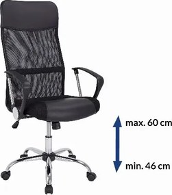 Conjunto de 2 cadeiras de escritório em malha e couro PU, na cor preta
