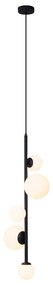 Candeeiro suspenso de design preto com vidro fosco 5 luzes - Vertical Design