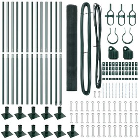 Conjunto de Poste de Cerca Set de 2 Verde Aço, PVC 25 x 1 m