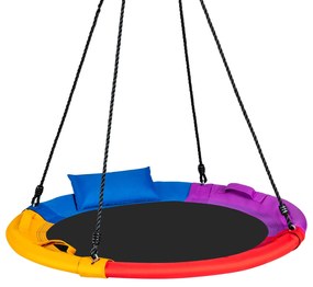 Baloiço de árvore para crianças de disco de altura ajustável com almofada e pega para pátio de jardim 100 x 100-160 cm Multicolor