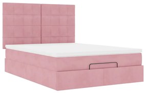 Estrutura de cama otomana com colchões 140x200 cm veludo rosa