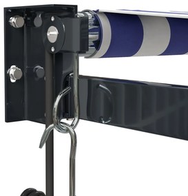 Toldo retrátil 3,5x2,5 m tecido e alumínio azul e branco