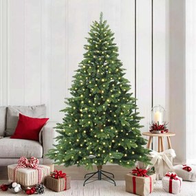 vidaXL Árvore de Natal Artificial com 300 LEDs Verde 210 cm PE e PVC
