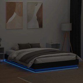 Estrutura de cama com LED sem colchão 150x200 cm preto