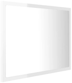 Espelho casa banho c/ LED 60x8,5x37cm acrílico branco brilhante