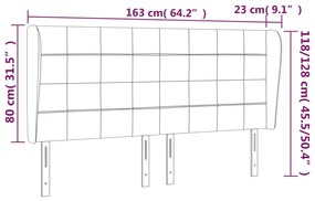 Cabeceira cama c/ abas veludo 163x23x118/128 cm cinzento-escuro