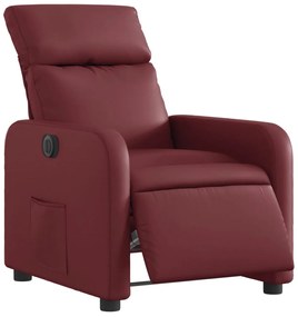 Poltrona reclinável elétrica couro artificial vermelho tinto