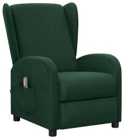 vidaXL Poltrona de massagens tecido verde-escuro