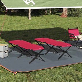 vidaXL Cama de Camping Dobrável Manual 2 pcs Vermelho Tecido Oxford