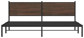 Estrutura cama sem colchão 193x203 cm metal carvalho castanho
