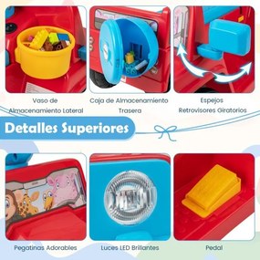 Carro elétrico 6V com sons, botão de arranque, porta-copos, luzes LED e rodas a partir dos 18 meses até 36 meses vermelho