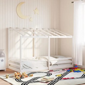 Cama infantil com telhado 100x200 cm pinho maciço branco