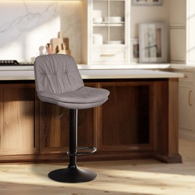 Banco de bar em tecido com estrutura preta 92-113 x 46 x 54 cm cinzento