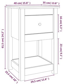 Mesa de cabeceira 40x35x61,5 cm pinho maciço castanho mel