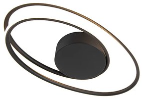 Candeeiro de teto design preto com LED regulável em 3 etapas - Rowan Design,Moderno