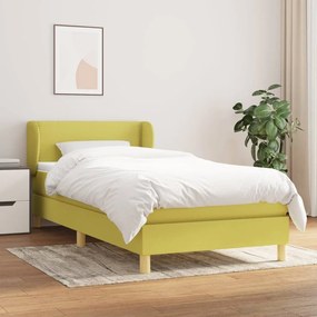 vidaXL Cama com molas/colchão 100x200 cm tecido verde