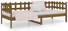 Sofá-cama 90x200 cm madeira de pinho maciça castanho mel