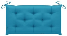 Banco de jardim c/ almofadão azul-claro 112 cm teca maciça