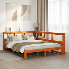 vidaXL Cama com estante sem colchão 140x190 cm pinho maciço