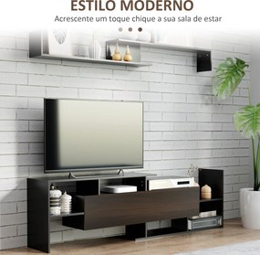 Móvel de TV Moderno Móvel para Televisores 153,6x25x42cm e Prateleira superior de Parede 150x14,5x16,3 cm Preto