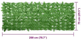 Tela de varanda com folhas verdes 200x75 cm