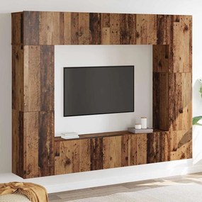 vidaXL Conjunto de móvel de TV 8 pcs Madeira antiga 80 x 30 x 30 cm