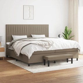 vidaXL Cama com molas/colchão 200x200 cm tecido castanho-acinzentado