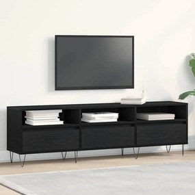 Armário de TV vidaXL Preto Carvalho 150x30x44,5 cm Madeira engenheirad