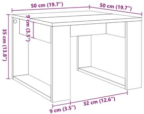 Mesa de apoio 50x50x35 cm derivados madeira carvalho artisiano
