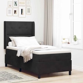 Cama Box Spring vidaXL com Colchão e LED Preto 100x200 cm Veludo