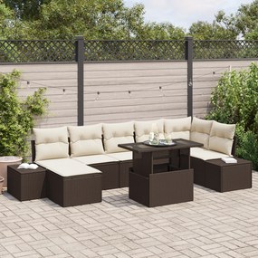 Conjunto de Sofá de Jardim com 8 Peças com Almofadas Castanho em Ratta