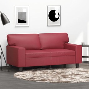 vidaXL Sofá de 2 lugares 120 cm couro artificial vermelho tinto