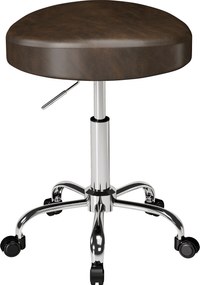 HOMCOM Banco Giratório a 360° com Altura Ajustável, em Couro Sintético, Capacidade 120 kg, 39x34.5x52-67.5 cm, Marrom | Aosom Portugal