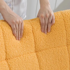 Cadeira Baloiço em Borrego com Oscilação de 40° Pés de Madeira de Faia e Estrutura de Aço 71x98x101 cm Amarelo