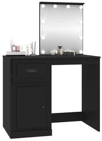 Toucador com luz LED 90x50x132,5 cm derivados de madeira preto