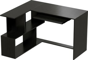 HOMCOM Escrivaninha de Canto, 120 x 100 x 76 cm, Mesa de Computador em L com Tampo para Teclado, 4 Compartimentos Abertos, Preto | Aosom Portugal