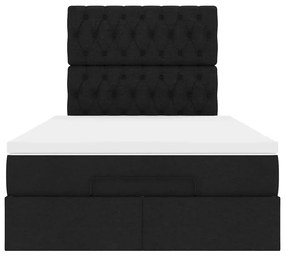 Estrutura de cama otomana com colchão preto 120x190 cm tecido