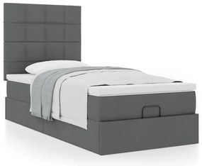 Estrutura cama otomana colchão 90x190 cm tecido cinzento escuro