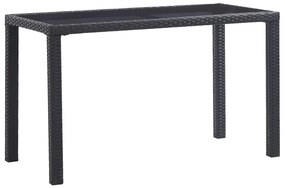 vidaXL Mesa de jardim 123x60x74 cm vime PE preto