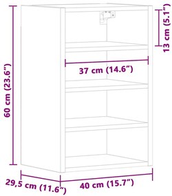 Armário suspenso “Riga” 40x29,5x60cm cinzento sonoma