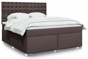 vidaXL Cama com molas/colchão 180x200 cm tecido castanho-escuro
