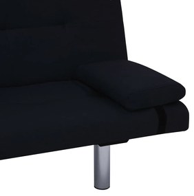 Sofá Cama Vivian - Cor Preto - Em Tecido, Estrutura em Madeira e Espes