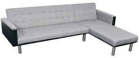 vidaXL Sofá-cama em L em tecido preto e cinza