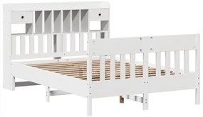 Cama sem colchão 150x200 cm madeira de pinho maciça branco