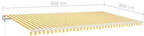 Toldo automático LED e sensor de vento 600x300cm amarelo/branco