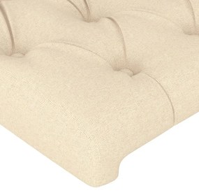 Estrutura de cama c/ cabeceira tecido cor creme 140x190 cm