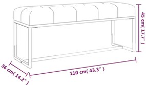 Banco 110x36x45 cm veludo cinzento